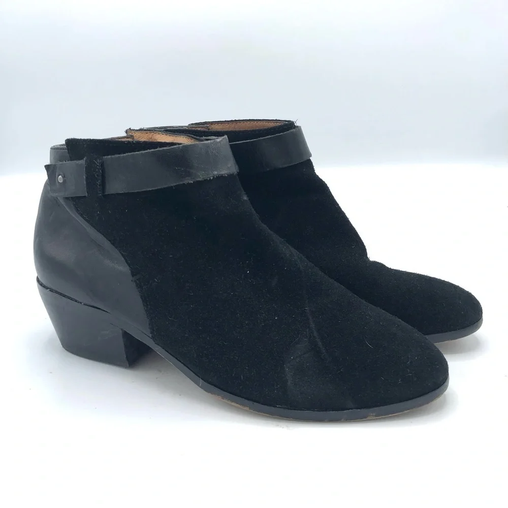 MADEWELL Charley Collar Stud Boot Ankle Boot Bootie Black Suede Leather 7.5 MWL